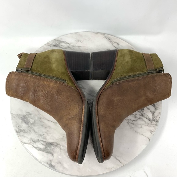 Sperry Ambrose Two Tone Block Heel Green/Brown Booties 9.5 Preppy Classic Casual - Picture 7 of 14